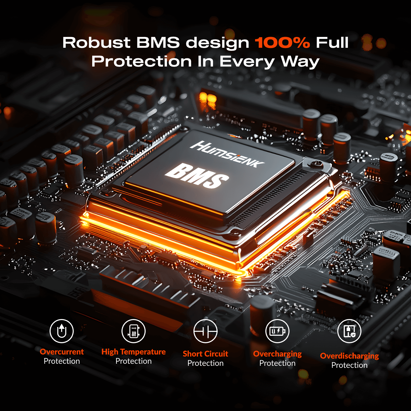 Humsienk 12V 100Ah LiFePO4 Lithium Battery with self-developed BMS