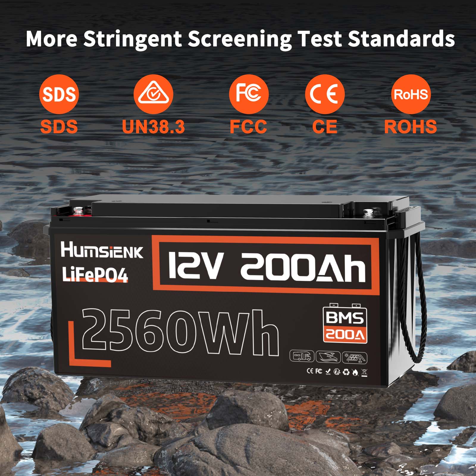 Humsienk 12V 200Ah LiFePO4 Battery SDS UN38.3 FCC CE ROHS