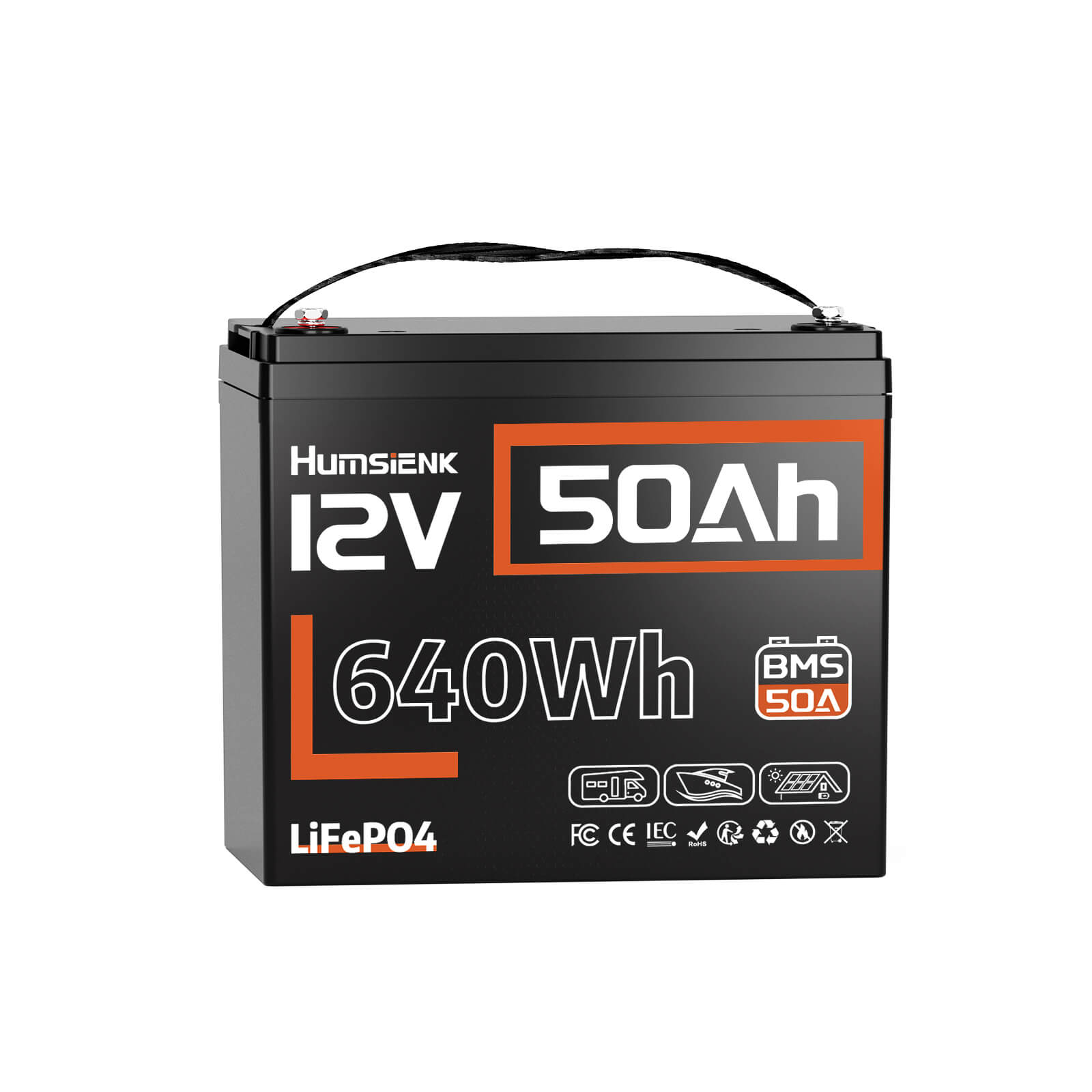 Humsienk 12V 50Ah LiFePO4 Battery 50A BMS