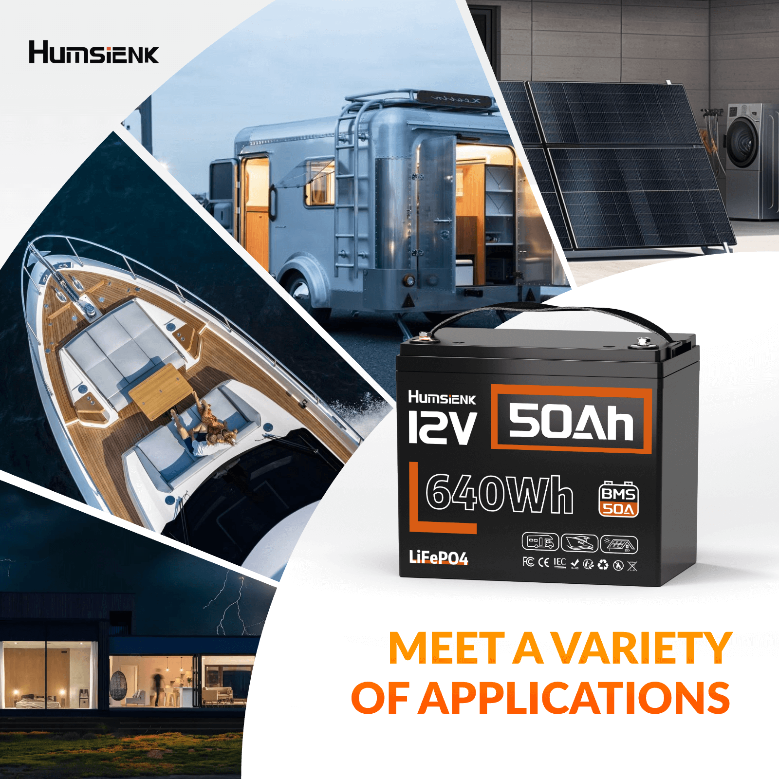 Humsienk 12V 50Ah LiFePO4 Battery Wide Applications